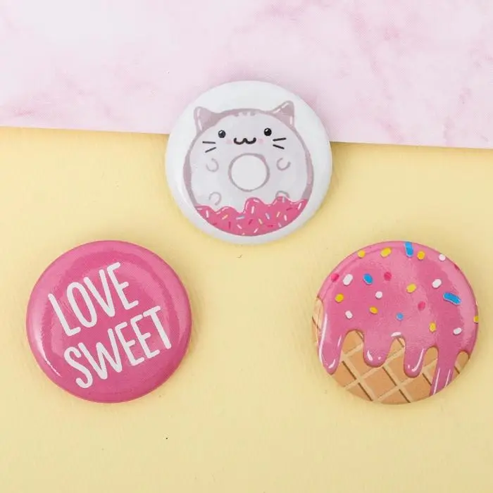 Набор значков «Пончик» 3 шт, d=25мм. Набор значков «Пончик» 3 шт, d=25мм.