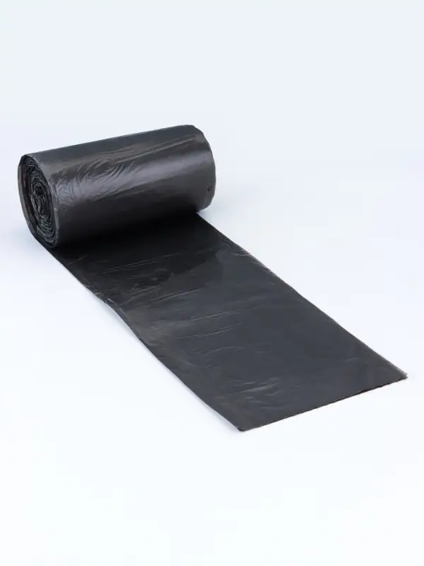 Мешки для мусора в рулоне 60 л, черные, ПНД, толщина 15 мкм, 50 шт.
