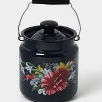 Бидон эмалированный &laquo;Апрель&raquo;, 3 л, с ручкой и крышкой, чёрный