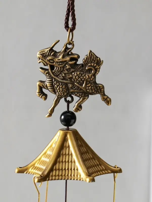 Музыка ветра &laquo;Дракон&raquo;, 6 колокольчиков, под бронзу, 45 см