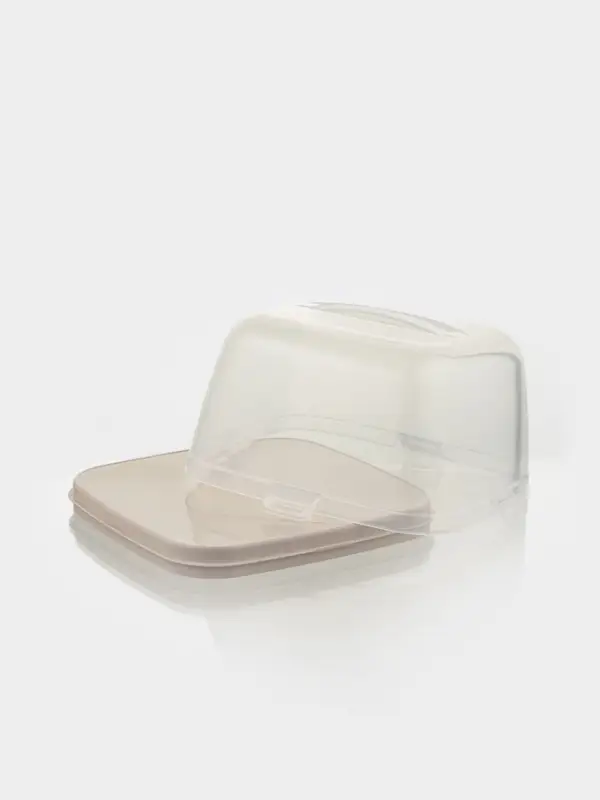 Тортовница с крышкой Альтернатива, 28.5&times;28.5&times;17.5 см, пластик, бежевая