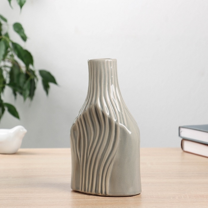 Ваза керамика настольная Ваза керамика настольная "Аурора" 20,5х12 см, серый