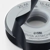 Лента атласная TEIRA, двухсторонняя, 15 мм, 25&plusmn;1 м, чёрная №0030