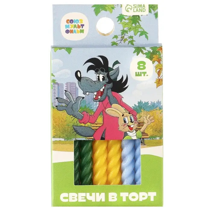Свечи для торта «Ну погоди!», 8 штук, Союзмультфильм Свечи для торта «Ну погоди!», 8 штук, Союзмультфильм