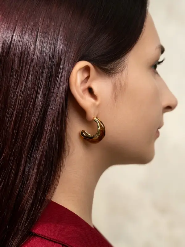 Серьги большие &laquo;Стиль. Полукольцо&raquo;, акрил, коричневые в золоте