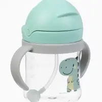 Поильник - непроливайка детский Крошка Я с силиконовой трубочкой и грузиком, от 9 мес., 250 мл., с ручками, бирюзовый