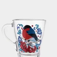 Кружка для чая 250мл. арт.1649-Д "Снегири на рябине" Кружка  250мл.