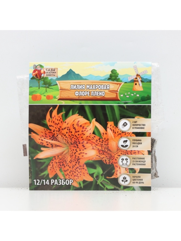 Лилия Махровая Flore Pleno, луковица в пакете с перфорацией, р-р 12/14, 2 шт.
