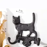 Крючки настенные чугун &laquo;Домашний кот&raquo;, ключница декоративная, 16&times;4&times;16 см