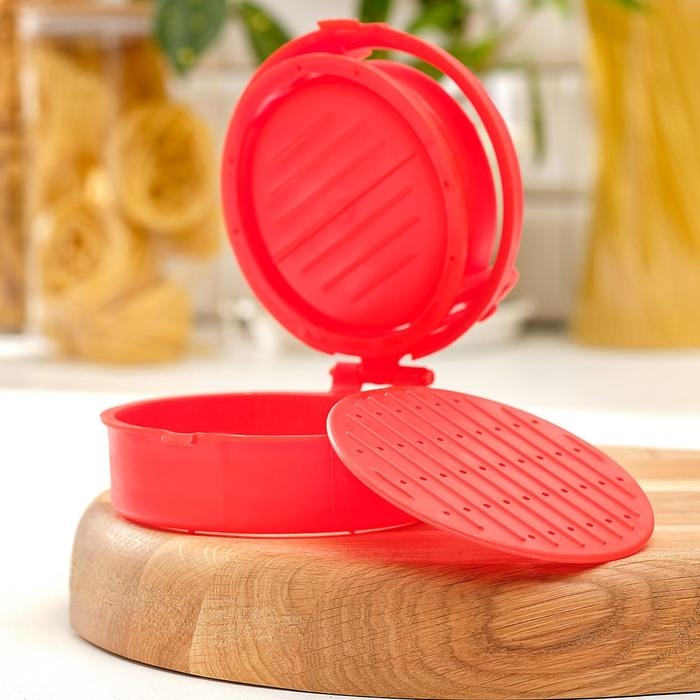 Форма для котлет Доляна Stufz, 13×12×5,5 см, цвет красный Форма для котлет Доляна Stufz, 13×12×5,5 см, цвет красный