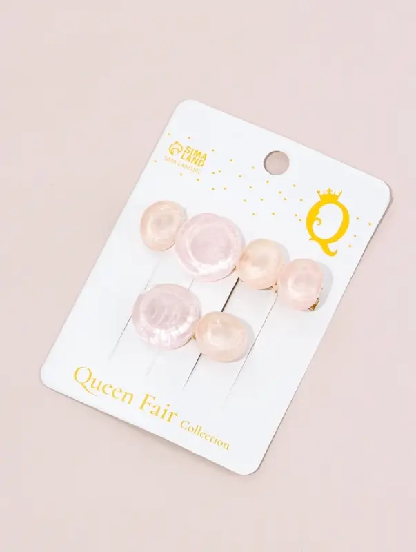 Зажим для волос "Адель" (набор 2 шт) 6,5 и 4 см, розовый