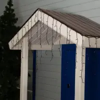 Гирлянда &laquo;Бахрома&raquo; 3&times;0.6 м, IP44, УМС, тёмная нить, 160 LED, свечение жёлтое, мерцание белым, 220 В