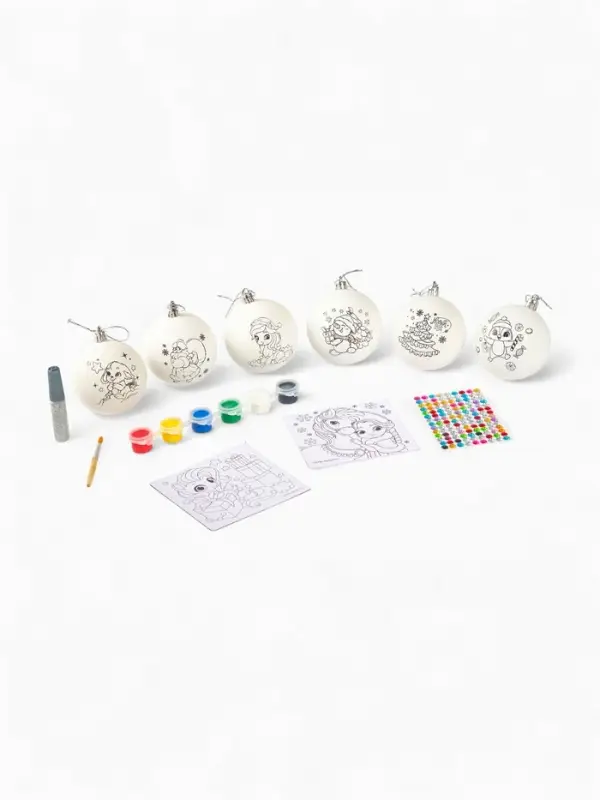 Набор для творчества «Елочные шары под раскраску »Чудесный подарок«, 7 см, набор 6 шт.+краски Набор для творчества «Елочные шары под раскраску »Чудесный подарок«, 7 см, набор 6 шт.+краски