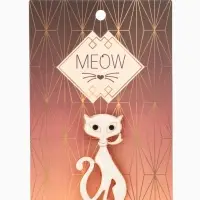 Брошь &laquo;Кошка&raquo;, мур-мур, белая в золоте