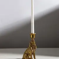Подсвечник на 1 свечу &laquo;Бладхаунд&raquo;, полистоун, золото, 11&times;8&times;19.5 см
