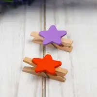 Набор прищепок в деревянной коробке &laquo;Звёздочки&raquo;, набор 50 шт.