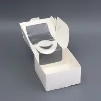 Коробка под бенто - торт с окном, белая, 14×14×8 см