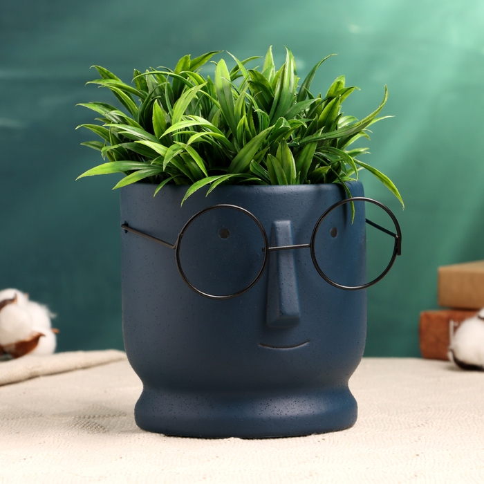 Кашпо  Кашпо "Горшок который выжил" 14х14х13см, синее