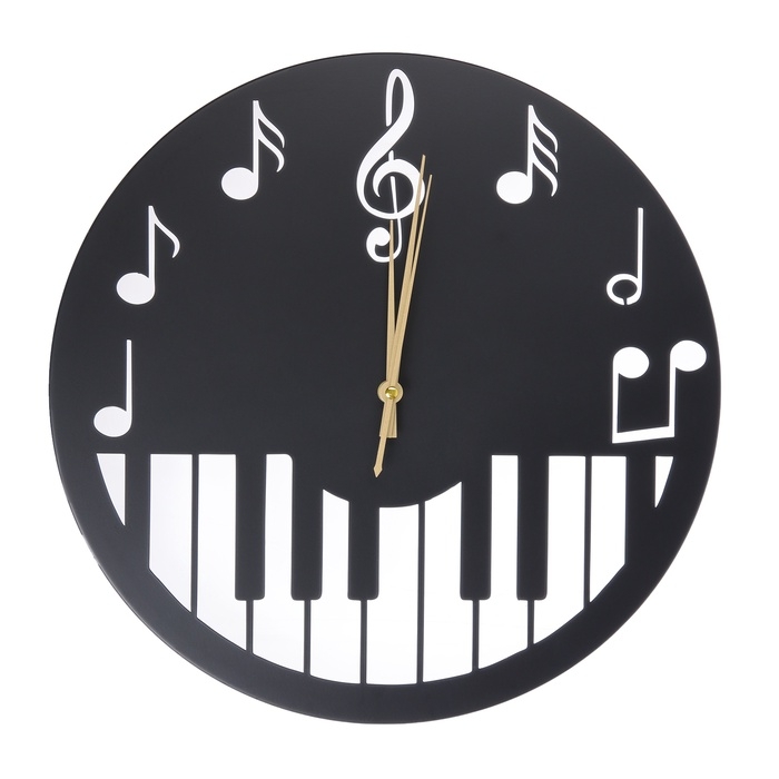 Часы настенные интерьерные «Пианино», плавный ход, d-40 см Часы настенные интерьерные «Пианино», плавный ход, d-40 см