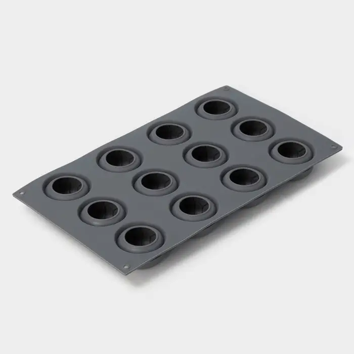 Форма для выпечки и муссовых десертов KONFINETTA &laquo;Паутина&raquo;, силикон, 29.5&times;17.5&times;2.5 см, 12 ячеек (4.2&times;2.5 см), серая