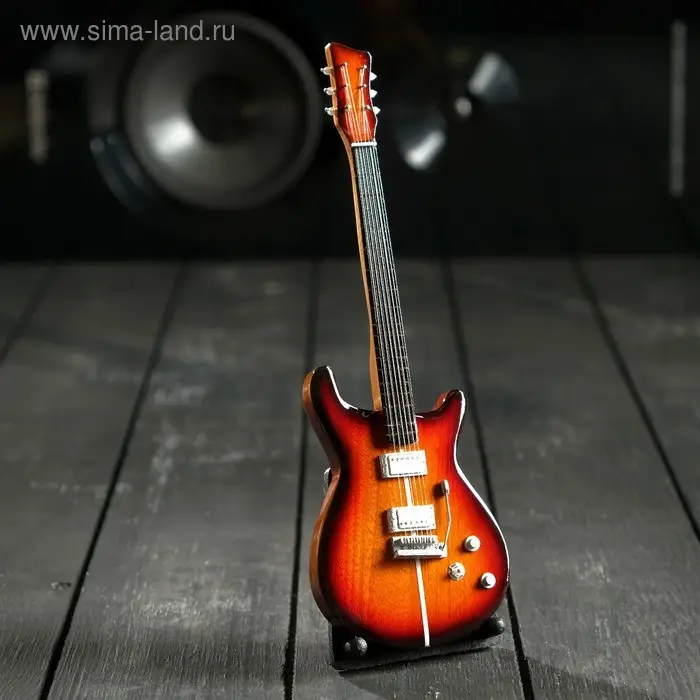Гитара сувенирная  Гитара сувенирная "Santana" коричневая, на подставке 24х8х2 см