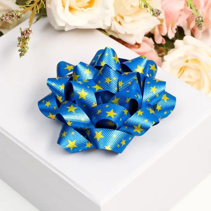 Подарочный Бант - звезда №10, для упаковки подарков, набор 6 шт. МИКС