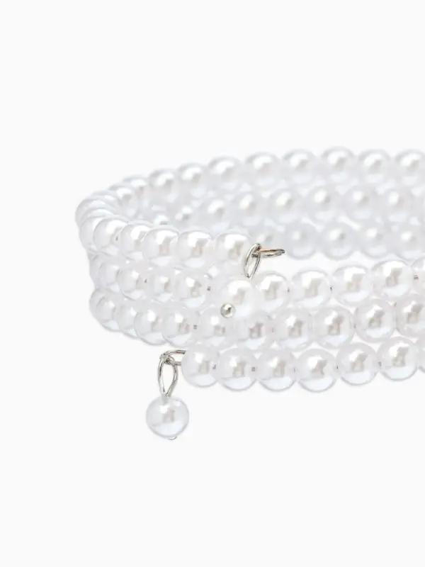 Браслет пружинка &laquo;Жемчуг. Невеста&raquo;, d=5.5 см, бусина 5 мм, 3 ряда, белый