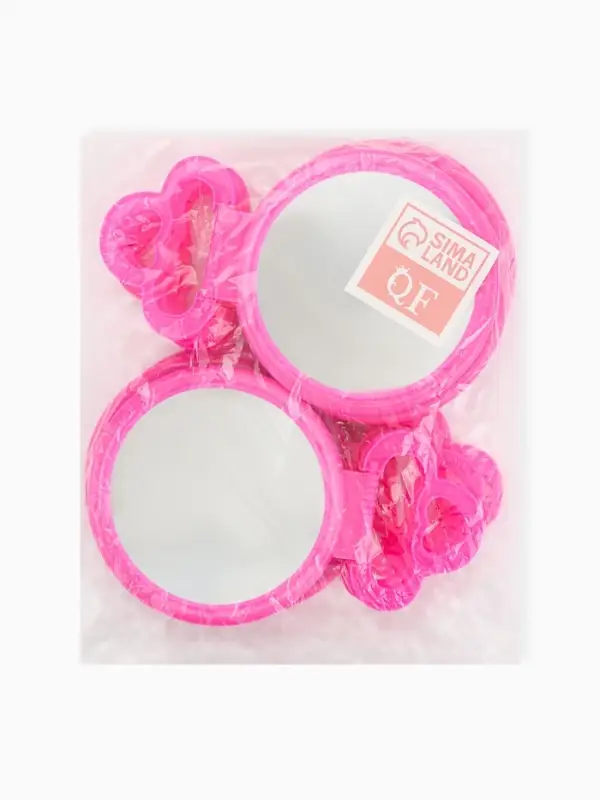 Зеркало настольное, круглое, настенное, 11.5&times;17.8 см, (d=9.5 см), розовое