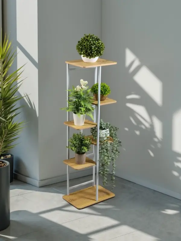 Подставка для цветов Greengo, 6 полок, 36&times;23&times;106 см, напольная, каркас металл, полки МДФ, белая