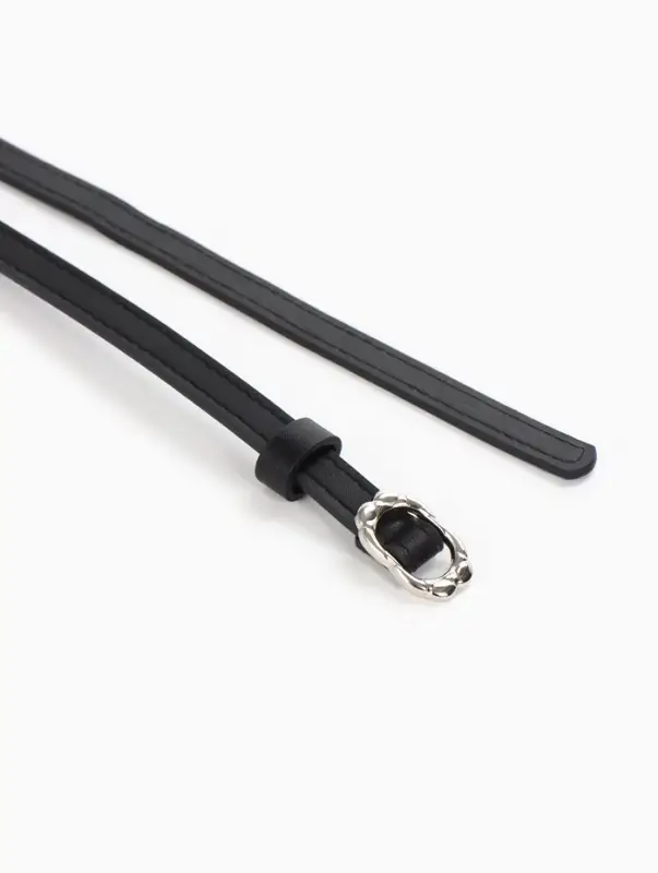 Ремень женский, узкий, 1.4&times;105 см, металлическая пряжка, чёрный