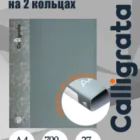 Папка на 2 кольцах А4, Calligrata, 27 мм, 700 мкм, внутренний и торцевой карман, серая