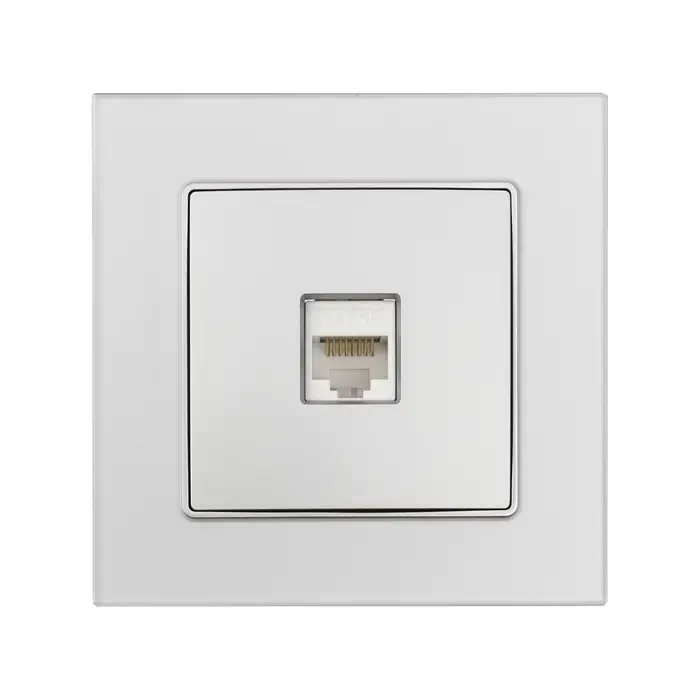 Розетка компьютерная TOT Matte Glass, стекло, скрытая, одноместная, серебристая