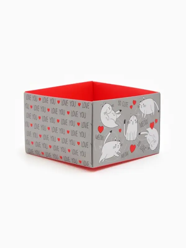 Коробка самосборная &laquo;Кот&raquo;, размер 11&times;11&times;7 см, плотность 270 г/м&sup2;