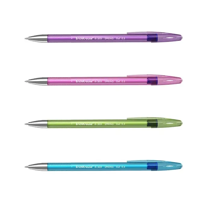 Ручка гелевая ErichKrause R-301 Spring Gel Stick, чернила синие, узел 0.5 мм, длина линии письма 600 метров