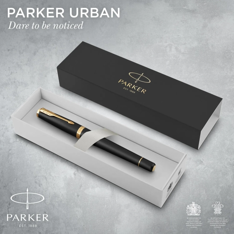 Ручка перьевая Parker Urban Muted Black GT 0,8мм,синий,подар.кор.,1931593