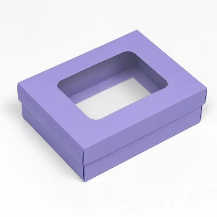 Коробка подарочная складная, упаковка, крышка-дно, с окном, сиреневая, 16,5 х 12,5 х 5,2 см Коробка подарочная складная, упаковка, крышка-дно, с окном, сиреневая, 16,5 х 12,5 х 5,2 см