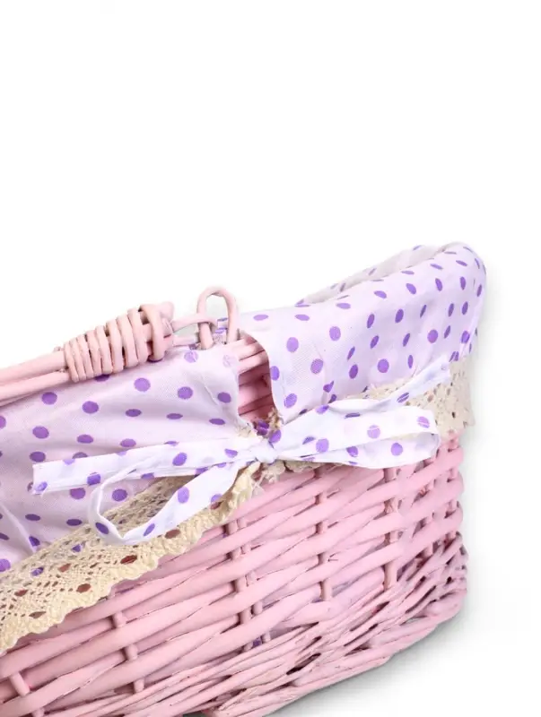 Корзина плетеная 32 х 32 х 14 см, ручка h=14 см розовый  ткань Корзина плетеная 32 х 32 х 14 см, ручка h=14 см розовый  ткань