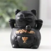 Фигура «Кот манэки-нэки», 5.5×5×5 см, чёрная