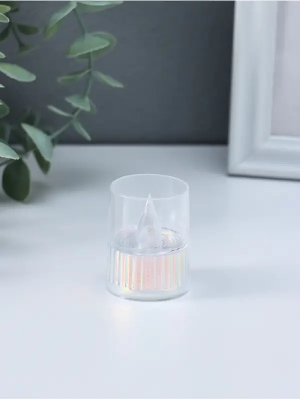 Светодиодная свеча LED - ночник RISALUX &laquo;Полосы&raquo;, 3&times;LR1130, прозрачный, перламутр, 3.7&times;3.7&times;4.5 см