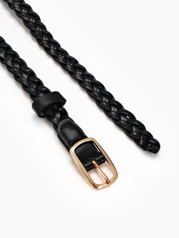 Ремень женский плетёный, 110&times;1.8 см, пряжка металл, золотистая, чёрный