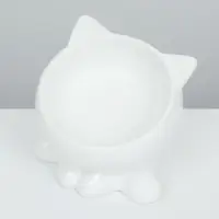 Миска керамическая &laquo;Киса&raquo; на подставке-лапках 200 мл 13&times;12&times;8 см, белая