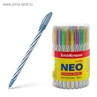 Ручка шариковая ErichKrause Neo Candy, игольчатый узел 0.7 мм, чернила синие, супермягкое письмо, длина линии письма 1000 метров, МИКС