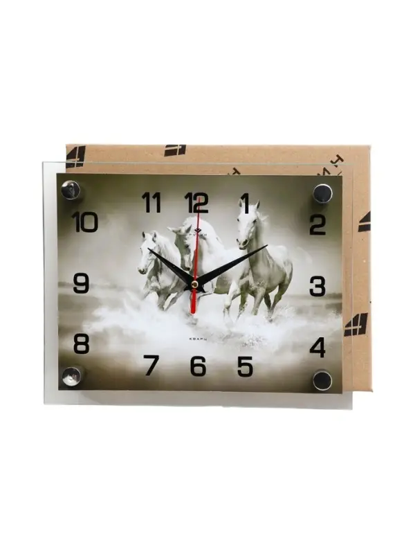Часы настенные, интерьерные &laquo;Тройка лошадей&raquo;, бесшумные, 20&times;26 см