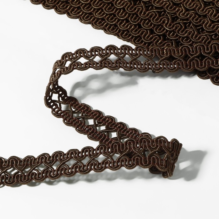 Тесьма декоративная «Песочные часы», 14 мм, 10 ± 1 м, цвет коричневый Тесьма декоративная «Песочные часы», 14 мм, 10 ± 1 м, цвет коричневый