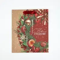 Набор пакетов крафтовых &laquo;Новогоднее настроение&raquo;, 5 шт., 23&times;27&times;11.5 см
