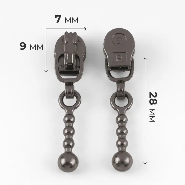 Бегунок для молнии «Спираль», №3, декоративный, 10 шт., цвет чёрный никель Бегунок для молнии «Спираль», №3, декоративный, 10 шт., цвет чёрный никель