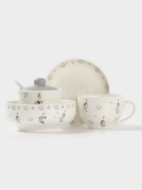 Подставка под чайный пакетик Доляна  Подставка под чайный пакетик Доляна "Гуси" цвет белый  12х9х1,5 см