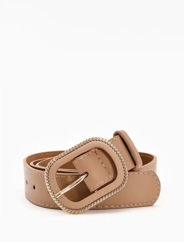 Ремень женский, 110&times;3 см, пряжка пластик, золотистая, бежевый