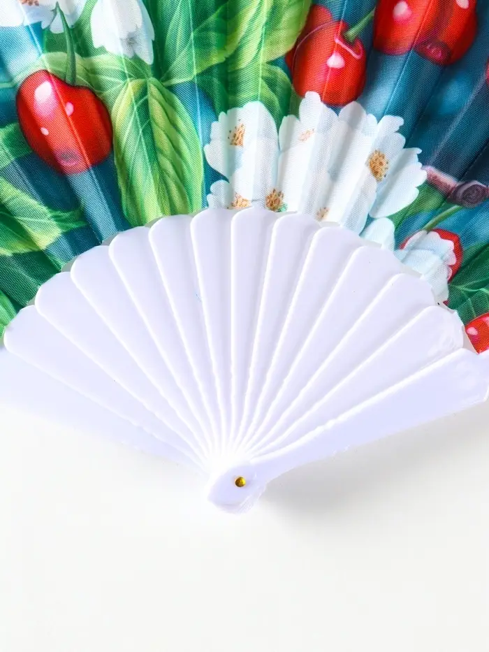 Веер пластик, текстиль "Вишня и цветки" МИКС 23 см Веер пластик, текстиль "Вишня и цветки" МИКС 23 см