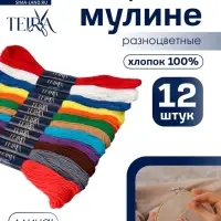 Нитки мулине TEIRA &laquo;Сочный&raquo;, 8&plusmn;1 м, 12 шт., разноцветные